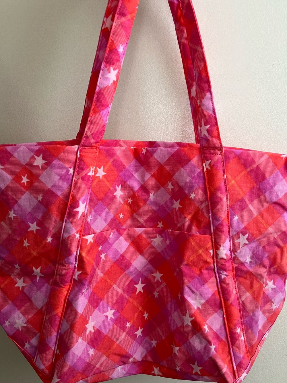 BAGGU Cloud Bag Pink Star Plaid - Picture 2 of 5